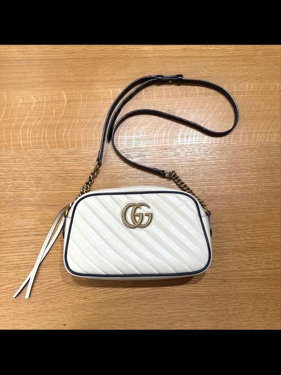 Gucci Handbags - Gucci White Quilted Crossbody with Gold GG Emblem